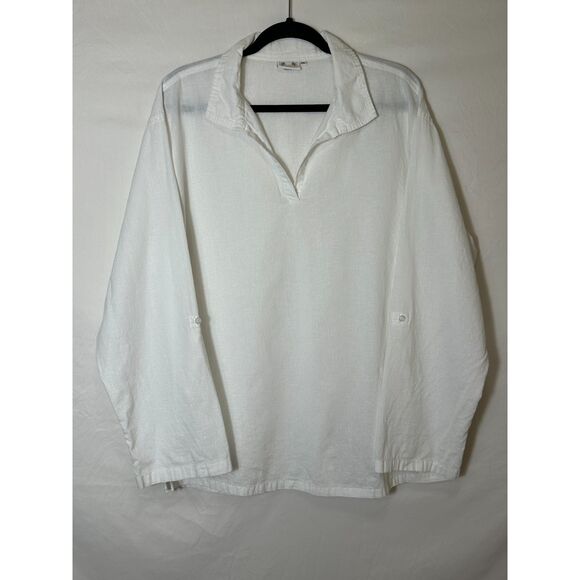 Island Importers Women's 100% Linen Tunic Top with Tab Sleeves Plus Size XXL - Picture 1 of 4